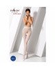 Еротичні колготки-бодістокінг Passion S010 white, з доступом, геометричний малюнок