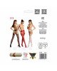 Еротичні колготки-бодістокінг Passion S018 red, імітація панчох з вертикальними смужками та пояс Еротичні колготки-бодістокінг Passion S018 red, імітація панчох з вертикальними смужками та пояс