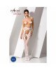 Еротичні колготки-бодістокінг Passion S023 white, імітація панчох із сексі ромбами та пояском Еротичні колготки-бодістокінг Passion S023 white, імітація панчох із сексі ромбами та пояском