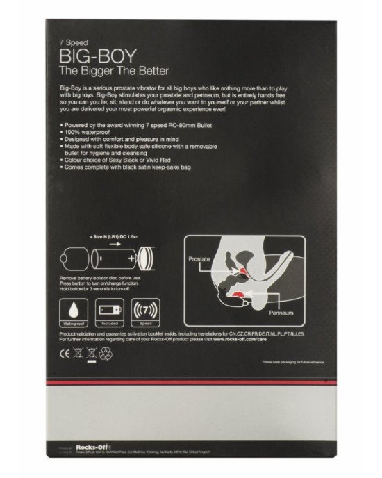Вібромасажер простати Rocks Off Big-Boy Black, масаж промежини, макс. діаметр 4,5 см Вібромасажер простати Rocks Off Big-Boy Black, масаж промежини, макс. діаметр 4,5 см