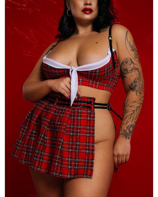 Рольовий костюм школярки “Фривольна Лоліта” XL (спідниця та топ) Рольовий костюм школярки “Фривольна Лоліта” XL (спідниця та топ)