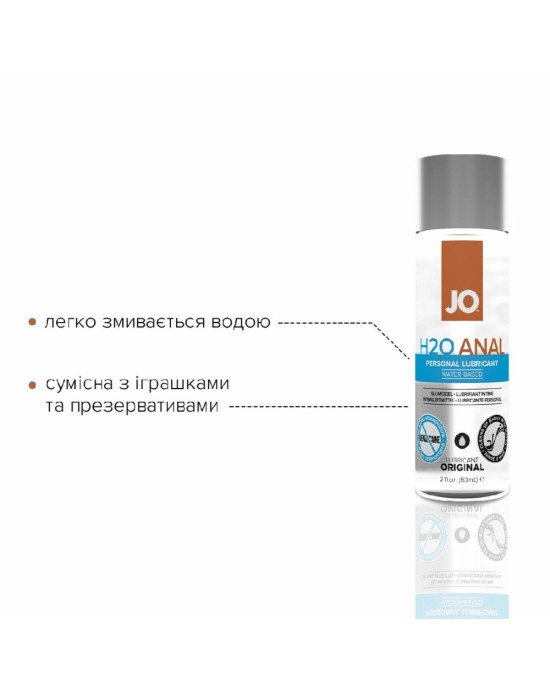 Анальна змазка System JO ANAL H2O — ORIGINAL (60 мл) на водній основі, рослинний гліцерин