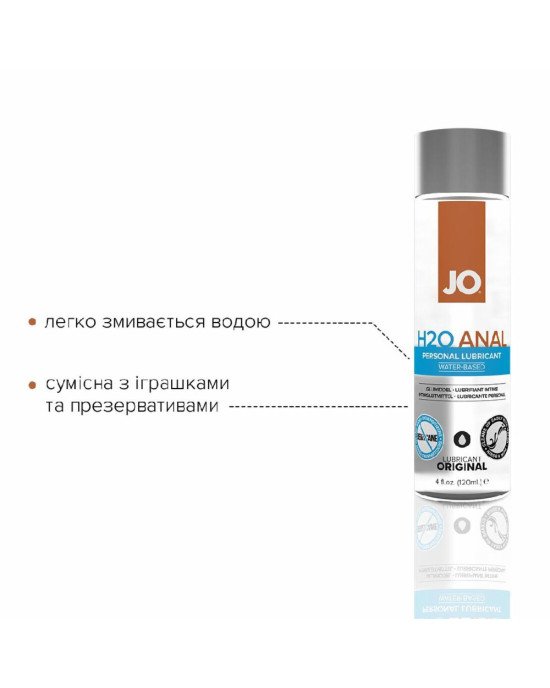 Анальна змазка System JO ANAL H2O — ORIGINAL (120 мл) на водній основі, рослинний гліцерин Анальна змазка System JO ANAL H2O — ORIGINAL (120 мл) на водній основі, рослинний гліцерин