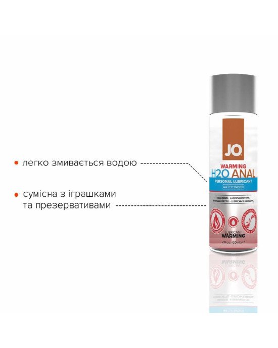 Анальна змазка System JO ANAL H2O — WARMING (60 мл) розігрівальна, на водній основі Анальна змазка System JO ANAL H2O — WARMING (60 мл) розігрівальна, на водній основі