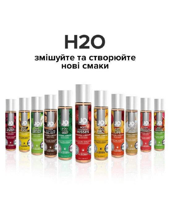Змазка на водній основі System JO H2O — Strawberry Kiss (30 мл) без цукру, рослинний гліцерин Змазка на водній основі System JO H2O — Strawberry Kiss (30 мл) без цукру, рослинний гліцерин