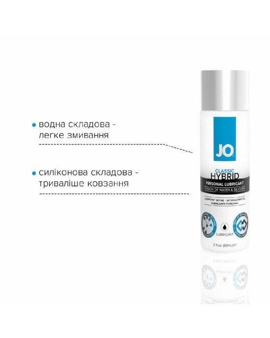Густа змазка водно-силіконова System JO Classic Hybrid (60 мл) без парабенів, гліцерину та олій Густа змазка водно-силіконова System JO Classic Hybrid (60 мл) без парабенів, гліцерину та олій
