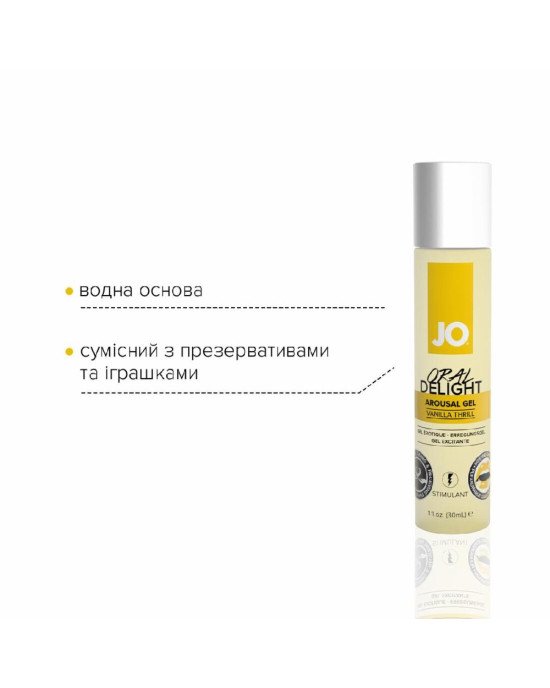 Гель для оральних пестощів System JO Oral Delight Vanilla Thrill (30 мл), ефект холод-тепло Гель для оральних пестощів System JO Oral Delight Vanilla Thrill (30 мл), ефект холод-тепло