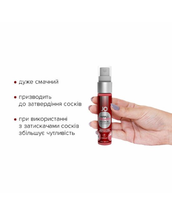 Гель для стимуляції сосків System JO Nipple Titillator Strawberry (30 мл), ментол та перцева м’ята Гель для стимуляції сосків System JO Nipple Titillator Strawberry (30 мл), ментол та перцева м’ята