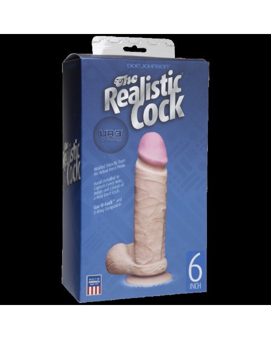 Фалоімітатор Doc Johnson The Realistic Cock 6 inch White – ULTRASKYN, Vack-U-Lock, діаметр 4,3 см Фалоімітатор Doc Johnson The Realistic Cock 6 inch White – ULTRASKYN, Vack-U-Lock, діаметр 4,3 см