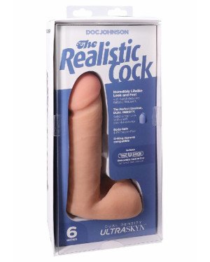 Фалоімітатор Doc Johnson The Realistic Cock 6 inch White – ULTRASKYN, Vack-U-Lock, діаметр 4,3 см