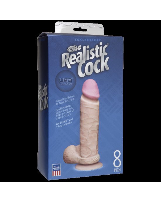 Фалоімітатор Doc Johnson The Realistic Cock 8 inch White - ULTRASKYN, Vack-U-Lock, діаметр 5,1 см Фалоімітатор Doc Johnson The Realistic Cock 8 inch White - ULTRASKYN, Vack-U-Lock, діаметр 5,1 см