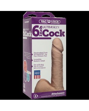 Фалоімітатор Doc Johnson Vac-U-Lock - 6 Inch ULTRASKYN Cock White, діаметр 4,3 см Фалоімітатор Doc Johnson Vac-U-Lock - 6 Inch ULTRASKYN Cock White, діаметр 4,3 см