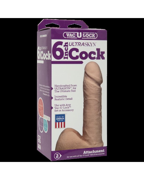 Фалоімітатор Doc Johnson Vac-U-Lock - 6 Inch ULTRASKYN Cock White, діаметр 4,3 см Фалоімітатор Doc Johnson Vac-U-Lock - 6 Inch ULTRASKYN Cock White, діаметр 4,3 см
