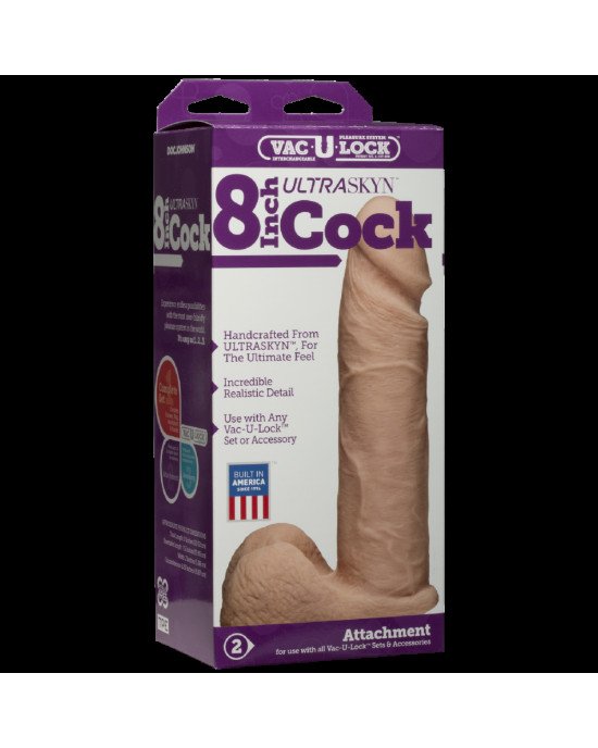 Фалоімітатор Doc Johnson Vac-U-Lock - 8 Inch ULTRASKYN Cock White, діаметр 5,1 см Фалоімітатор Doc Johnson Vac-U-Lock - 8 Inch ULTRASKYN Cock White, діаметр 5,1 см