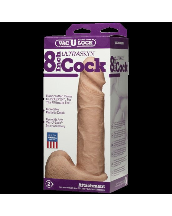 Фалоімітатор Doc Johnson Vac-U-Lock - 8 Inch ULTRASKYN Cock White, діаметр 5,1 см Фалоімітатор Doc Johnson Vac-U-Lock - 8 Inch ULTRASKYN Cock White, діаметр 5,1 см