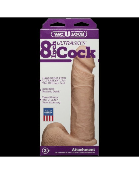 Фалоімітатор Doc Johnson Vac-U-Lock - 8 Inch ULTRASKYN Cock White, діаметр 5,1 см Фалоімітатор Doc Johnson Vac-U-Lock - 8 Inch ULTRASKYN Cock White, діаметр 5,1 см