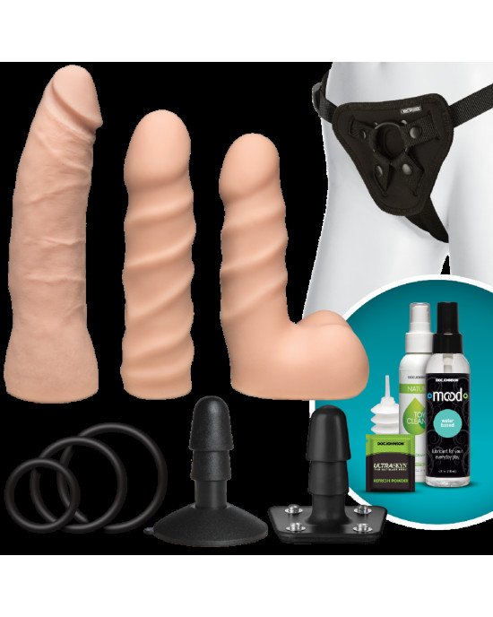 Набір для страпона Doc Johnson Vac-U-Lock Dual Density Starter Set Vanilla, діаметр 2х3,8 см, 5,1 см Набір для страпона Doc Johnson Vac-U-Lock Dual Density Starter Set Vanilla, діаметр 2х3,8 см, 5,1 см
