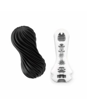 Мастурбатор Tenga Flex Rocky Black зі змінною інтенсивністю, можна скручувати