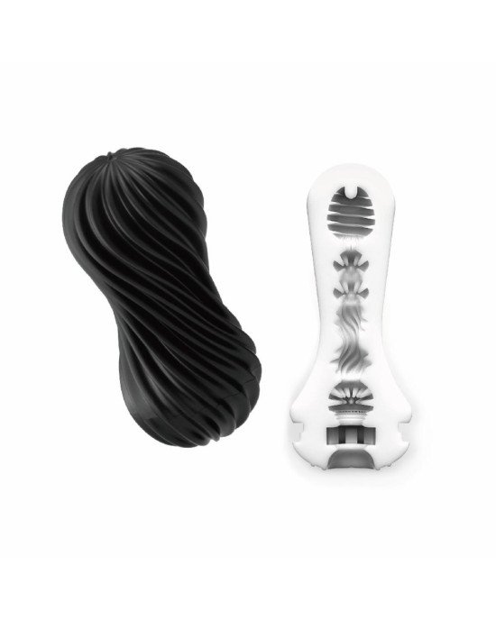 Мастурбатор Tenga Flex Rocky Black зі змінною інтенсивністю, можна скручувати Мастурбатор Tenga Flex Rocky Black зі змінною інтенсивністю, можна скручувати