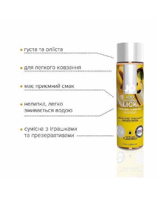 Змазка на водній основі System JO H2O — Banana Lick (120 мл) без цукру, рослинний гліцерин Змазка на водній основі System JO H2O — Banana Lick (120 мл) без цукру, рослинний гліцерин