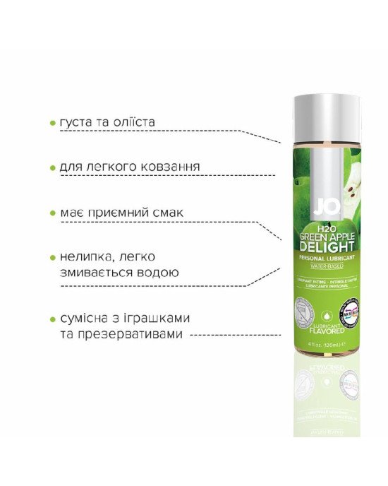 Змазка на водній основі System JO H2O — Green Apple (120 мл) без цукру, рослинний гліцерин
