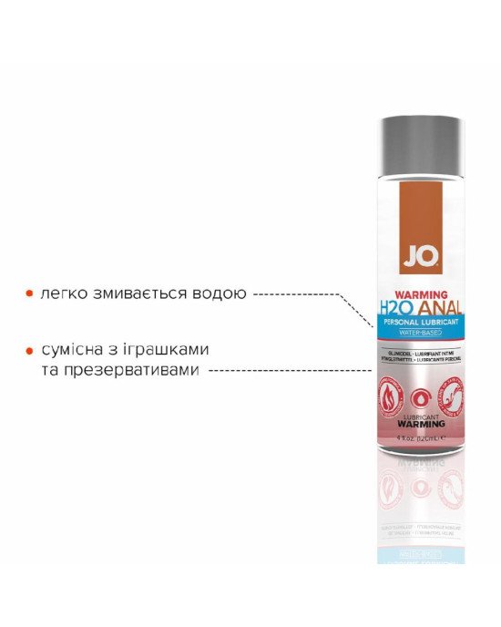 Анальна змазка System JO ANAL H2O — WARMING (120 мл), розігрівальна, на водній основі