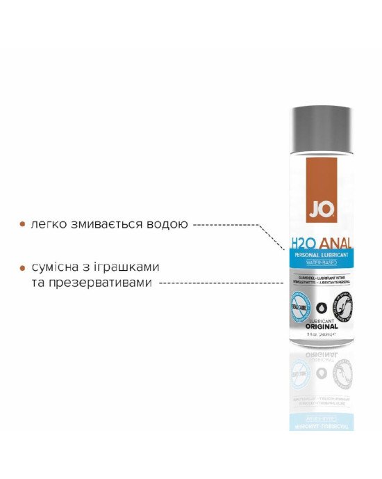 Анальна змазка System JO ANAL H2O — ORIGINAL (240 мл) на водній основі, рослинний гліцерин Анальна змазка System JO ANAL H2O — ORIGINAL (240 мл) на водній основі, рослинний гліцерин