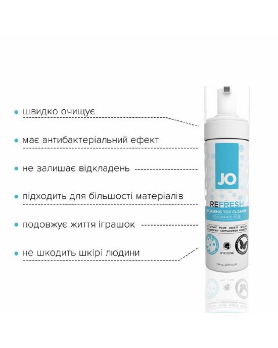 М’яка пінка для очищення іграшок System JO REFRESH (207 мл) дезінфікує, проникає глибоко М’яка пінка для очищення іграшок System JO REFRESH (207 мл) дезінфікує, проникає глибоко