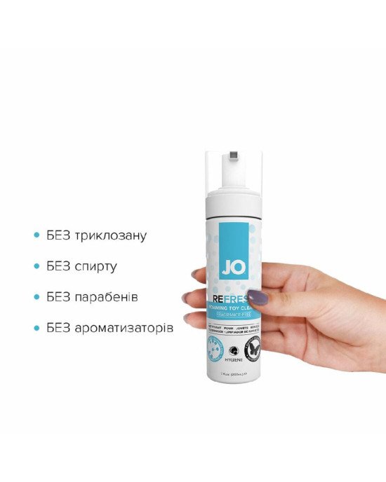 М’яка пінка для очищення іграшок System JO REFRESH (207 мл) дезінфікує, проникає глибоко М’яка пінка для очищення іграшок System JO REFRESH (207 мл) дезінфікує, проникає глибоко