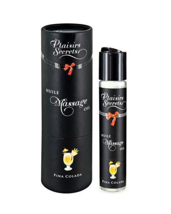 Масажна олія Plaisirs Secrets Pina Colada (59 мл) з афродизіаками, їстівна, подарункове паковання Масажна олія Plaisirs Secrets Pina Colada (59 мл) з афродизіаками, їстівна, подарункове паковання