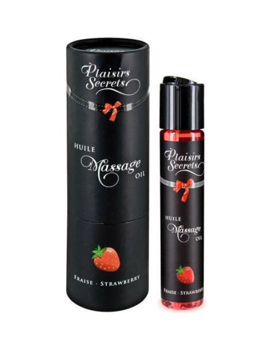 Масажна олія Plaisirs Secrets Strawberry (59 мл) з афродизіаками, їстівна, подарункова упаковка Масажна олія Plaisirs Secrets Strawberry (59 мл) з афродизіаками, їстівна, подарункова упаковка