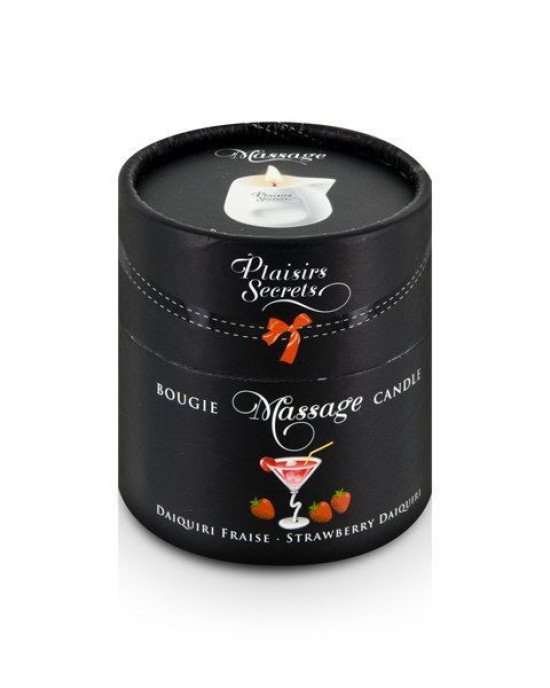 Масажна свічка Plaisirs Secrets Strawberry Daiquiri (80 мл) подарункове паковання, керамічний посуд Масажна свічка Plaisirs Secrets Strawberry Daiquiri (80 мл) подарункове паковання, керамічний посуд