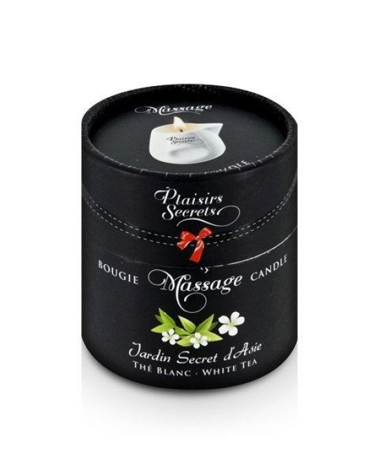 Масажна свічка Plaisirs Secrets White Tea (80 мл) подарункова упаковка, керамічний посуд