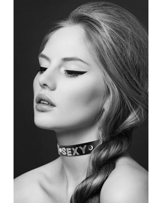 Чокер зі стразами Bijoux Pour Toi - SEXY, натуральна шкіра Чокер зі стразами Bijoux Pour Toi - SEXY, натуральна шкіра