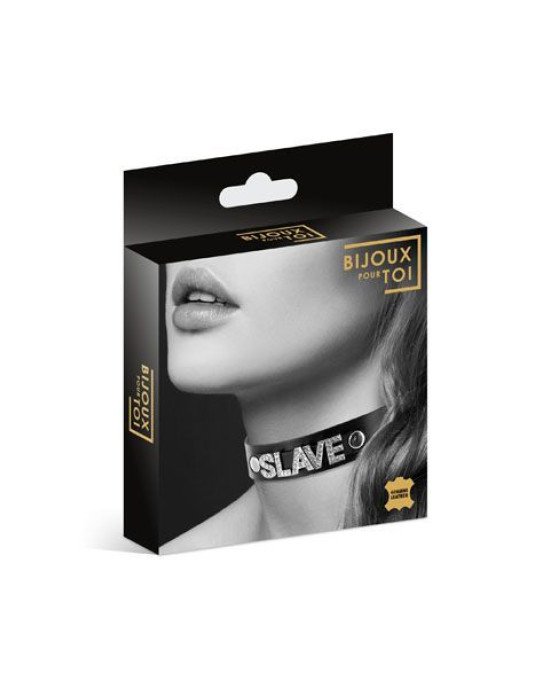 Чокер зі стразами Bijoux Pour Toi - SLAVE, натуральна шкіра Чокер зі стразами Bijoux Pour Toi - SLAVE, натуральна шкіра