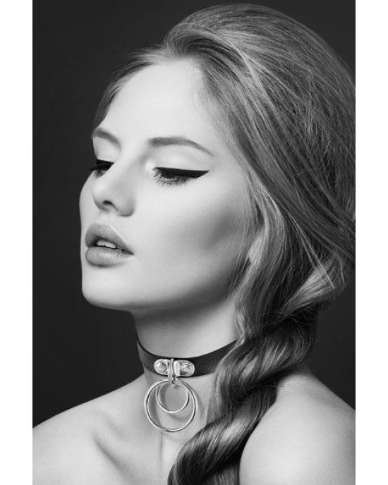 Чокер з двома кільцями Bijoux Pour Toi - TWO RINGS, екошкіра Чокер з двома кільцями Bijoux Pour Toi - TWO RINGS, екошкіра