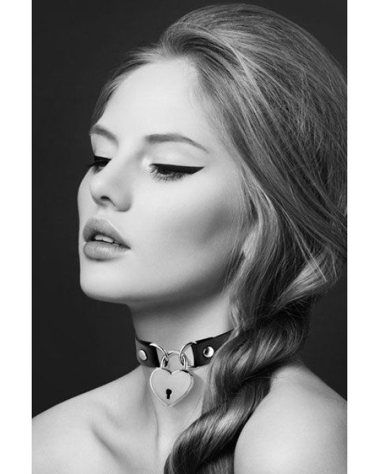 Чокер з замочком-сердечком Bijoux Pour Toi - HEART LOCK Black, екошкіра Чокер з замочком-сердечком Bijoux Pour Toi - HEART LOCK Black, екошкіра