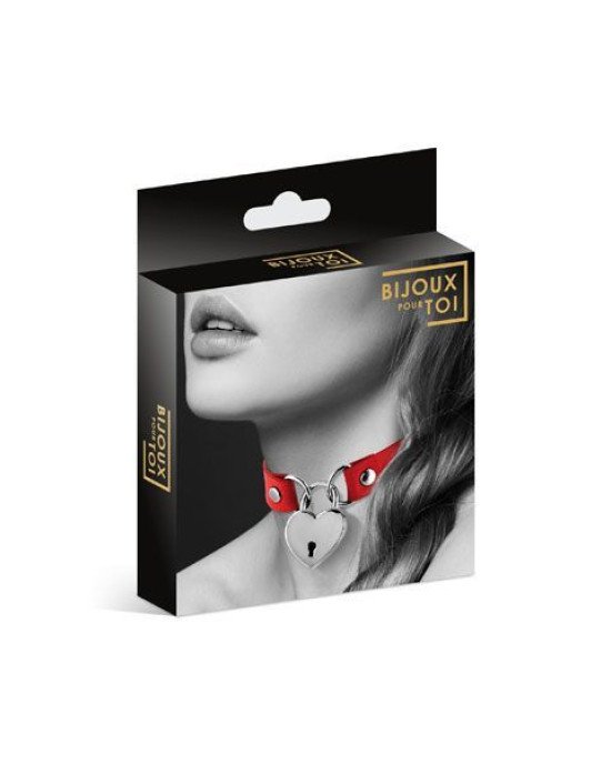 Чокер з замочком-сердечком Bijoux Pour Toi - HEART LOCK Red, екошкіра Чокер з замочком-сердечком Bijoux Pour Toi - HEART LOCK Red, екошкіра