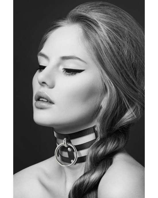 Чокер потрійний з кільцем для повідця Bijoux Pour Toi - FETISH, екошкіра Чокер потрійний з кільцем для повідця Bijoux Pour Toi - FETISH, екошкіра