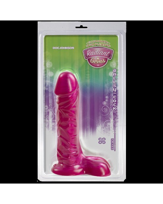 Фалоімітатор Doc Johnson Radiant Gems 7 Inch Ballsy Fuchsia, діаметр 4,3 см, антибактеріальний ПВХ Фалоімітатор Doc Johnson Radiant Gems 7 Inch Ballsy Fuchsia, діаметр 4,3 см, антибактеріальний ПВХ