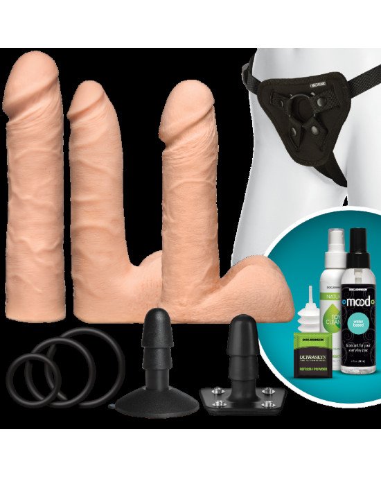 Набір для страпона Doc Johnson Vac-U-Lock Dual Density UltraSKYN Set, діаметр 3×4,5см