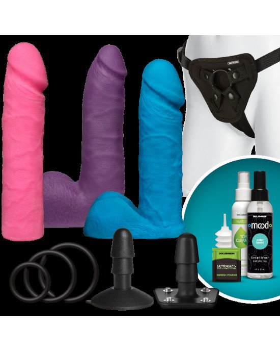 Набір для страпону Doc Johnson Vac-U-Lock Dual Density UltraSKYN Colors Set, діаметр 3х4,5 см Набір для страпону Doc Johnson Vac-U-Lock Dual Density UltraSKYN Colors Set, діаметр 3х4,5 см