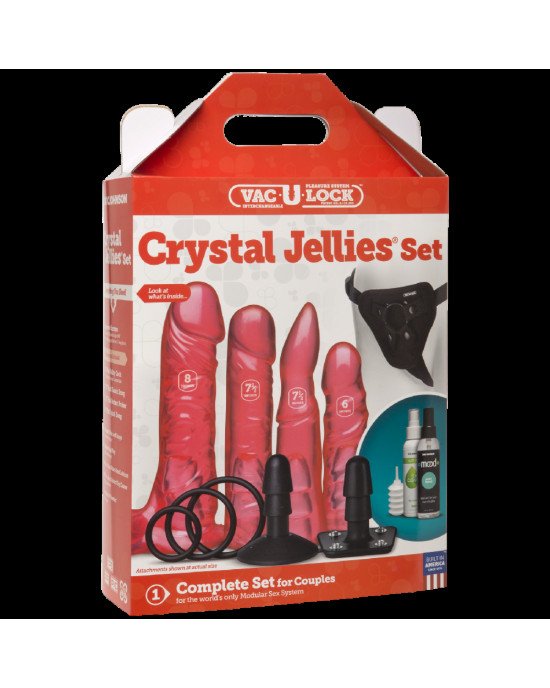 Набір для страпона Doc Johnson Vac-U-Lock Crystal Jellies Set, діаметр 3,8см, 2×4,5см, 5,1 см Набір для страпона Doc Johnson Vac-U-Lock Crystal Jellies Set, діаметр 3,8см, 2×4,5см, 5,1 см