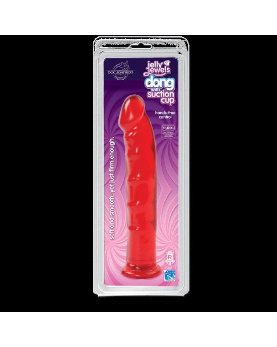 Фалоімітатор Doc Johnson Jelly Jewels Dong & Suction Cup Red, діаметр 3,6 см, антибактеріальний ПВХ Фалоімітатор Doc Johnson Jelly Jewels Dong & Suction Cup Red, діаметр 3,6 см, антибактеріальний ПВХ