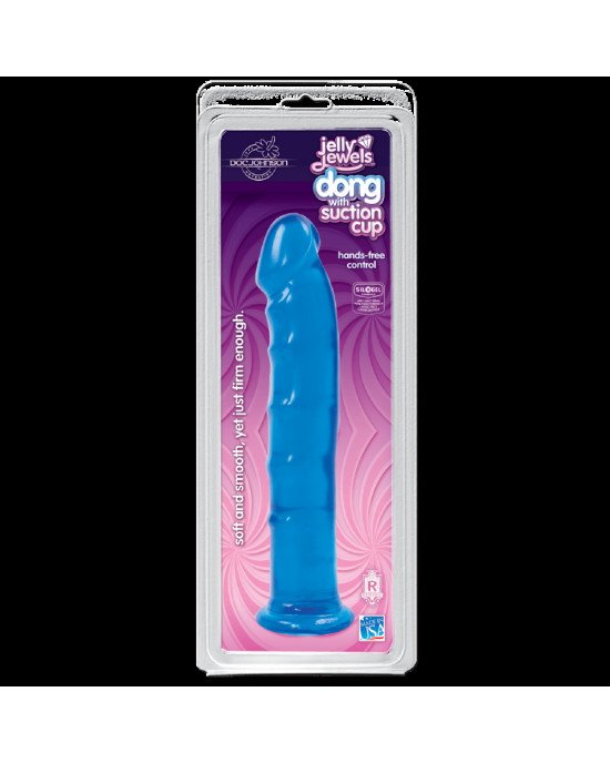 Фалоімітатор Doc Johnson Jelly Jewels Dong & Suction Cup Blue, діаметр 3,6 см, антибактеріальний ПВХ Фалоімітатор Doc Johnson Jelly Jewels Dong & Suction Cup Blue, діаметр 3,6 см, антибактеріальний ПВХ