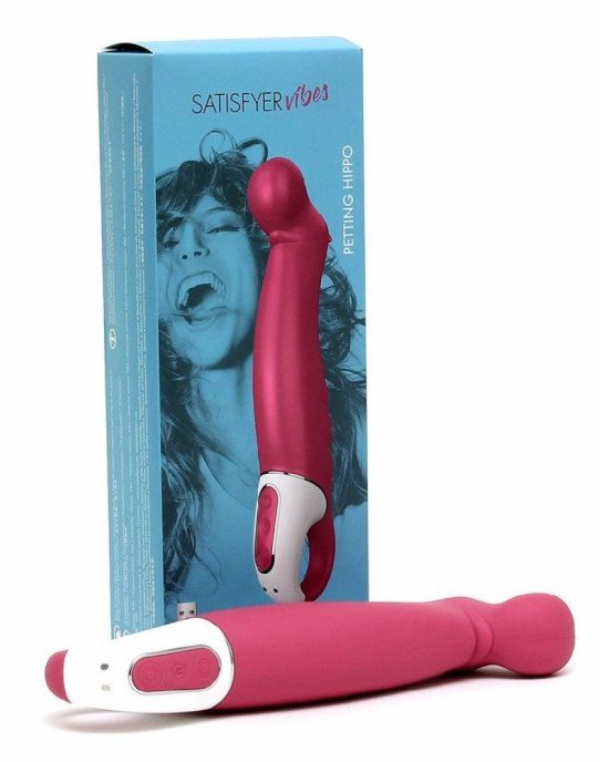 Потужний вібратор Satisfyer Vibes Petting Hippo з гнучким стовбуром, літій силікон, 12 режимів