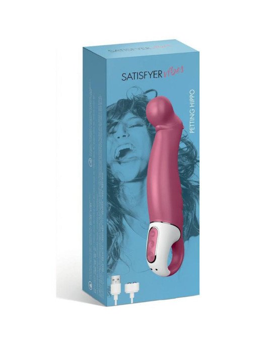 Потужний вібратор Satisfyer Vibes Petting Hippo з гнучким стовбуром, літій силікон, 12 режимів