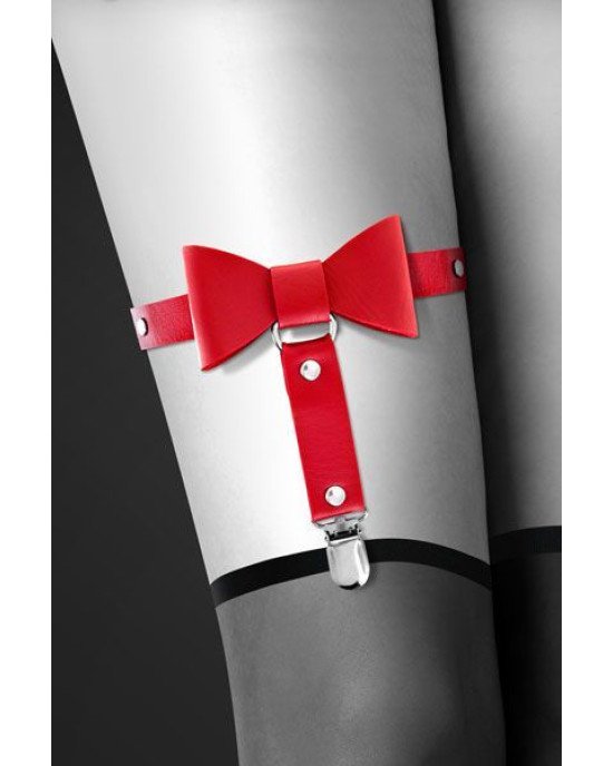 Гартер на ногу Bijoux Pour Toi - WITH BOW Red, сексуальна підв'язка з бантиком, екошкіра Гартер на ногу Bijoux Pour Toi - WITH BOW Red, сексуальна підв'язка з бантиком, екошкіра