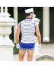Чоловічий еротичний костюм морячка Зголоднілий Робін S/M: шорти, майка, рукавички, хустка, шапочка Чоловічий еротичний костюм морячка Зголоднілий Робін S/M: шорти, майка, рукавички, хустка, шапочка
