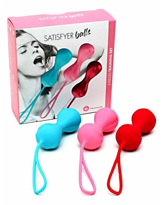 Вагінальні кульки Satisfyer Power Balls (3 пари), діаметр 3,4 см, маса 60-76-92г, з кулькою всередин